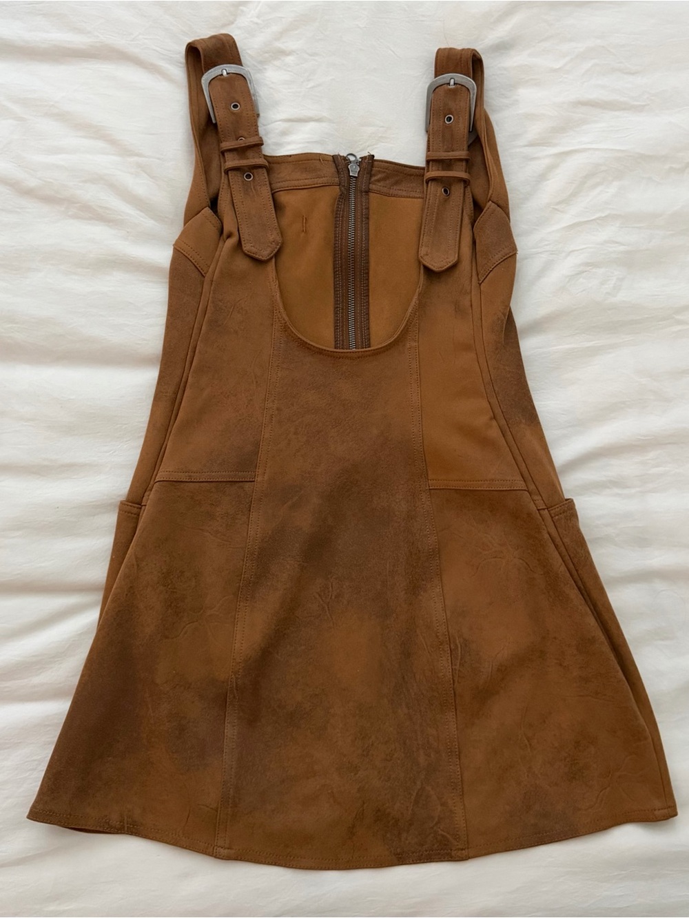 Free People brown suede chunky buckle mini dress